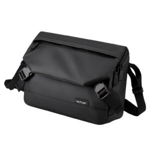 Messenger Bag Black – Water-Resistant Nylon Crossbody, Fits 10.5" Tablet