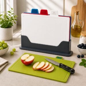 Coloured Chopping Boards Set of 4 with Storage Stand – Colour Coded