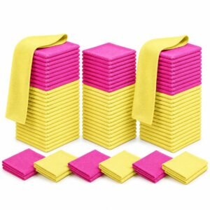 Microfiber Cloths Pack of 100, 25x25cm – Yellow & Pink Bulk Pack