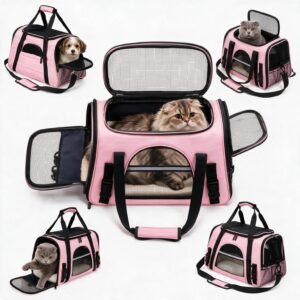Pet Carrier Bag for Cats & Small Dogs, with Trolley Sleeve & Mesh