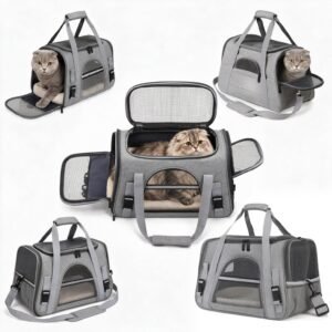 Pet Carrier Bag for Cats, Airline Compatible, Soft Comfort Pad, Grey