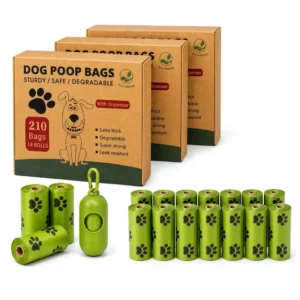Poo Bags 630 Count with 3 Dispensers & Leash Clips – 42 Rolls